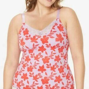 NEW Ruby Ribbon Lace Red Hibiscus Cami - Shapewear Size 40